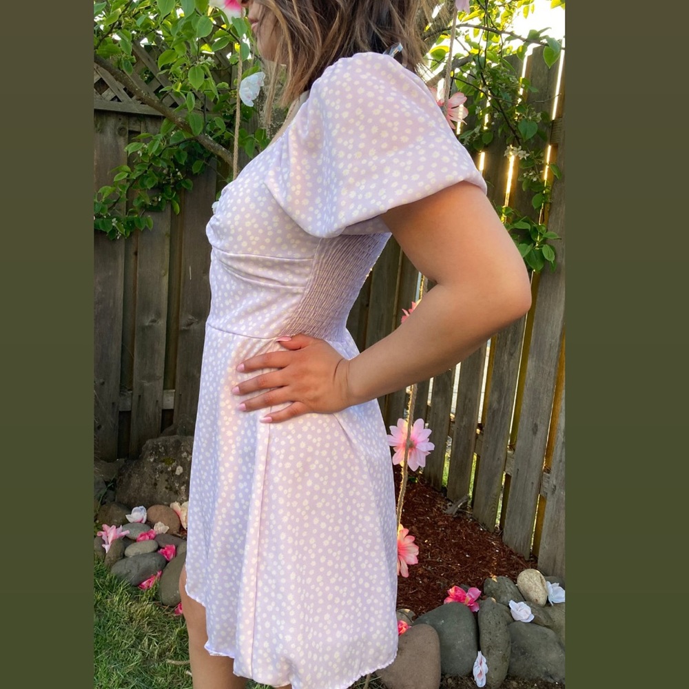Small and medium purple dress with polka dots